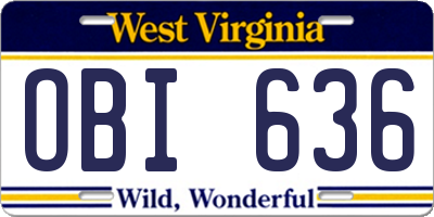 WV license plate OBI636