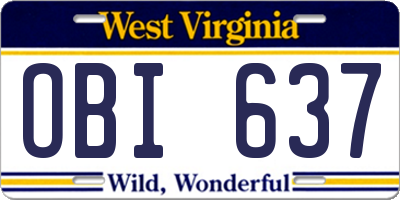 WV license plate OBI637