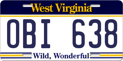 WV license plate OBI638