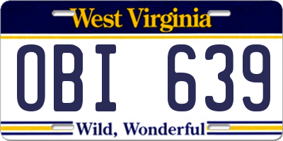 WV license plate OBI639