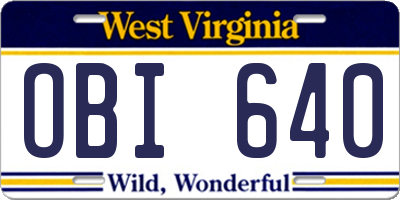 WV license plate OBI640
