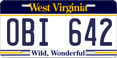 WV license plate OBI642