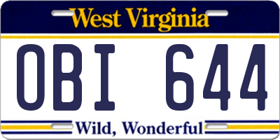 WV license plate OBI644