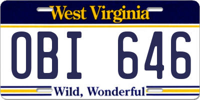 WV license plate OBI646