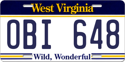WV license plate OBI648