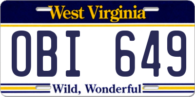 WV license plate OBI649