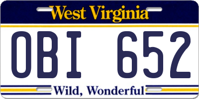 WV license plate OBI652