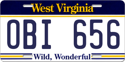 WV license plate OBI656