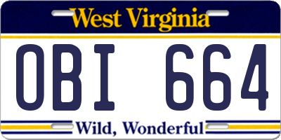 WV license plate OBI664