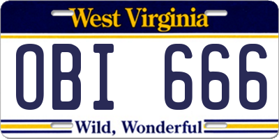 WV license plate OBI666