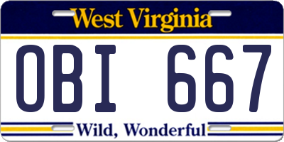 WV license plate OBI667