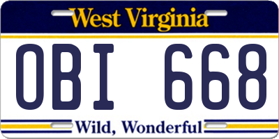 WV license plate OBI668