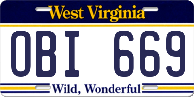 WV license plate OBI669