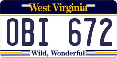 WV license plate OBI672