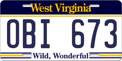 WV license plate OBI673