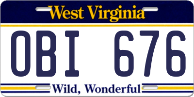 WV license plate OBI676