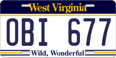 WV license plate OBI677