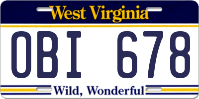 WV license plate OBI678