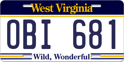WV license plate OBI681