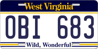WV license plate OBI683
