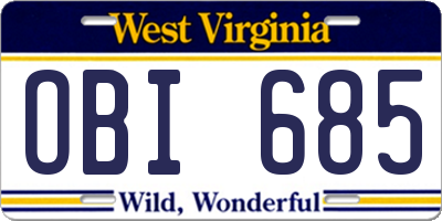 WV license plate OBI685