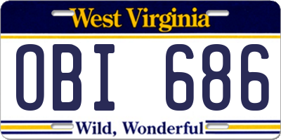 WV license plate OBI686