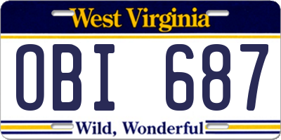 WV license plate OBI687