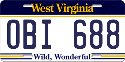 WV license plate OBI688