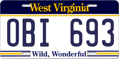 WV license plate OBI693