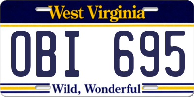 WV license plate OBI695