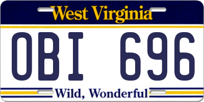 WV license plate OBI696