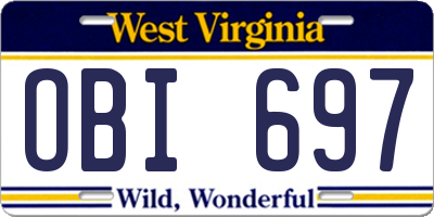 WV license plate OBI697