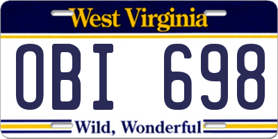 WV license plate OBI698