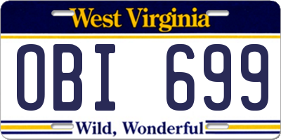 WV license plate OBI699