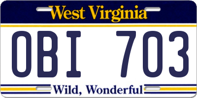 WV license plate OBI703