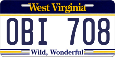 WV license plate OBI708