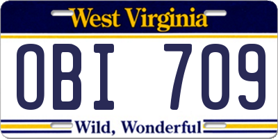 WV license plate OBI709