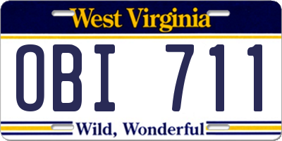 WV license plate OBI711