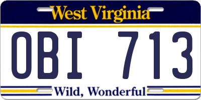 WV license plate OBI713