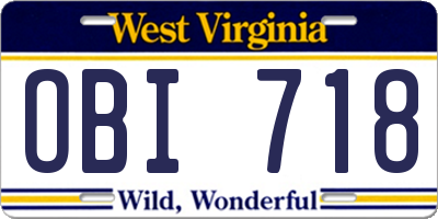 WV license plate OBI718
