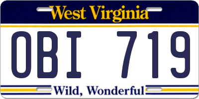 WV license plate OBI719
