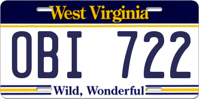 WV license plate OBI722