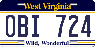 WV license plate OBI724