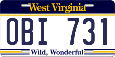 WV license plate OBI731