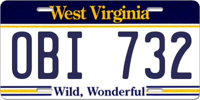WV license plate OBI732