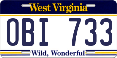 WV license plate OBI733