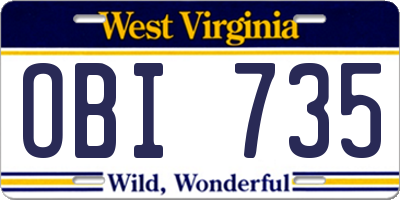 WV license plate OBI735