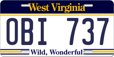 WV license plate OBI737