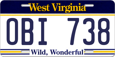 WV license plate OBI738