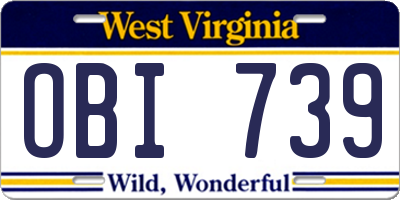 WV license plate OBI739